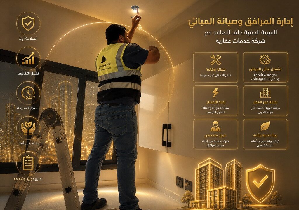 إدارة المرافق مع شركة خدمات عقارية وصيانة المباني والقيمة الخفية للتعاقد