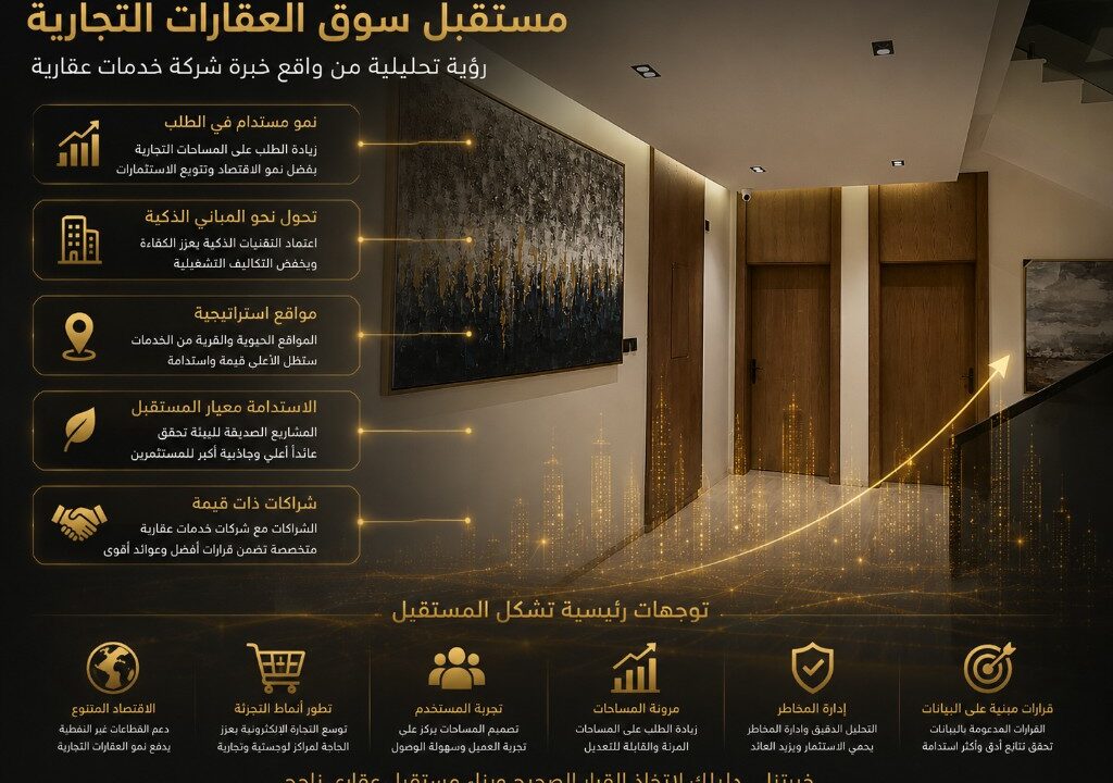 مستقبل سوق العقارات التجارية: رؤية تحليلية من واقع خبرة شركة خدمات عقارية شركة خدمات عقارية والسوق التجاري رؤية تحليلية لمستقبل العقارات التجارية